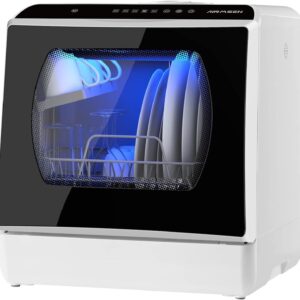 TECJHJZ Portable Dishwasher 6 Wash Programs Auto Dry