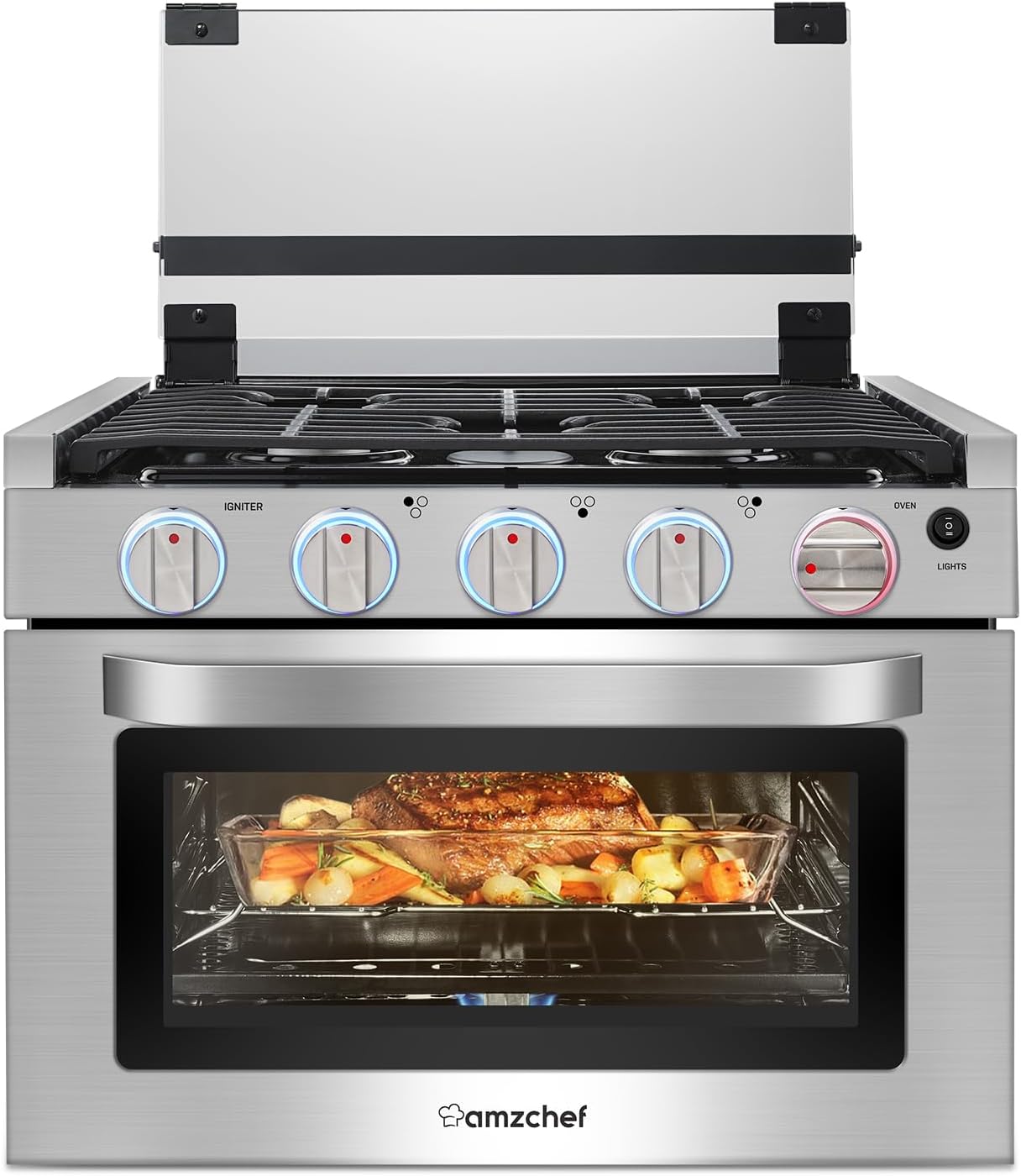 AMZCHEF 17" RV Gas Range with 3 Burners & Oven