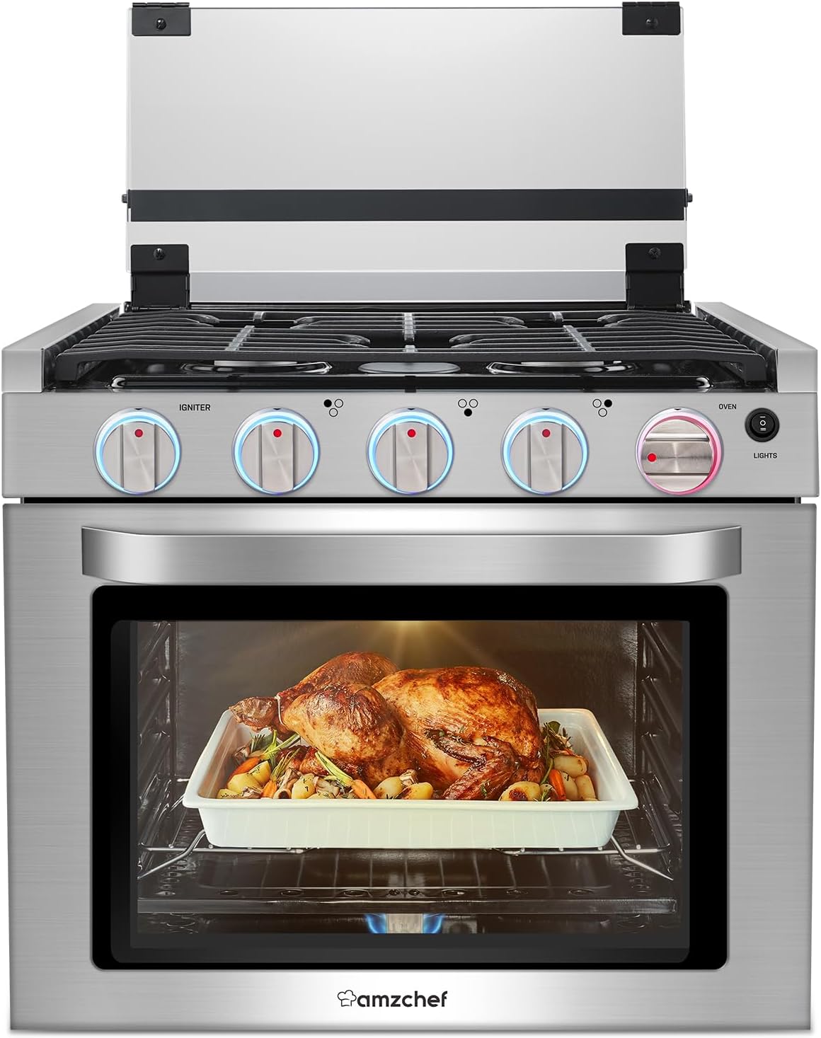 AMZCHEF RV Gas Range Stove 12V – 3 Burners 28K BTU