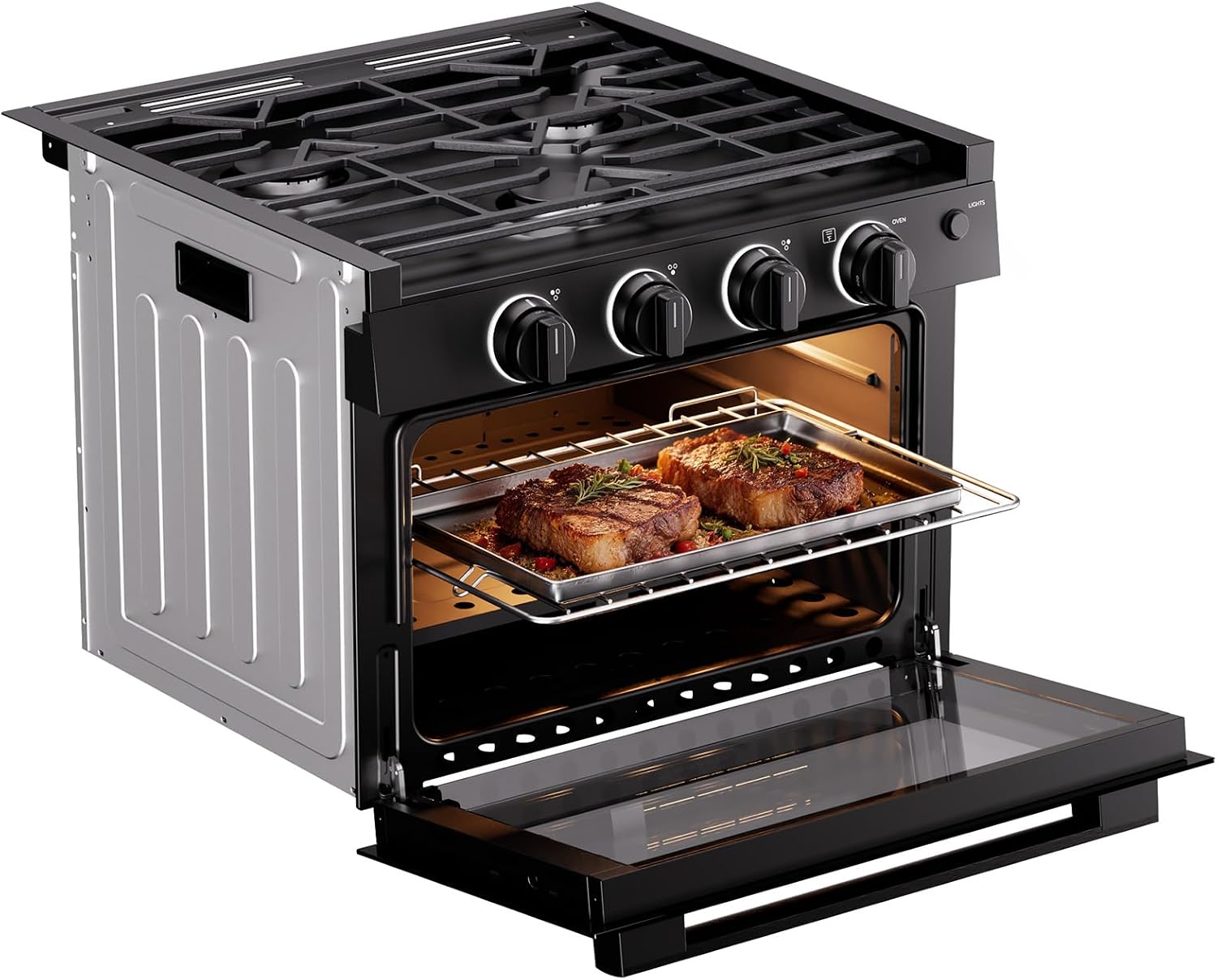 FOGATTI 17in RV Gas Stove w/ Oven & 3 Burners