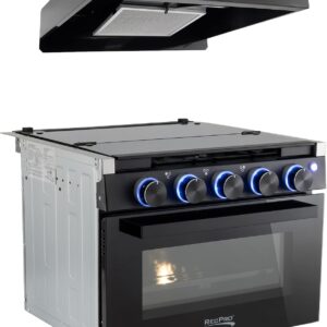 RecPro RV Gas Stove 3-Burner | 71K BTU | Black/Silver