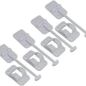 4 White RV Camper Door Latch Holders - RV Part Replacement