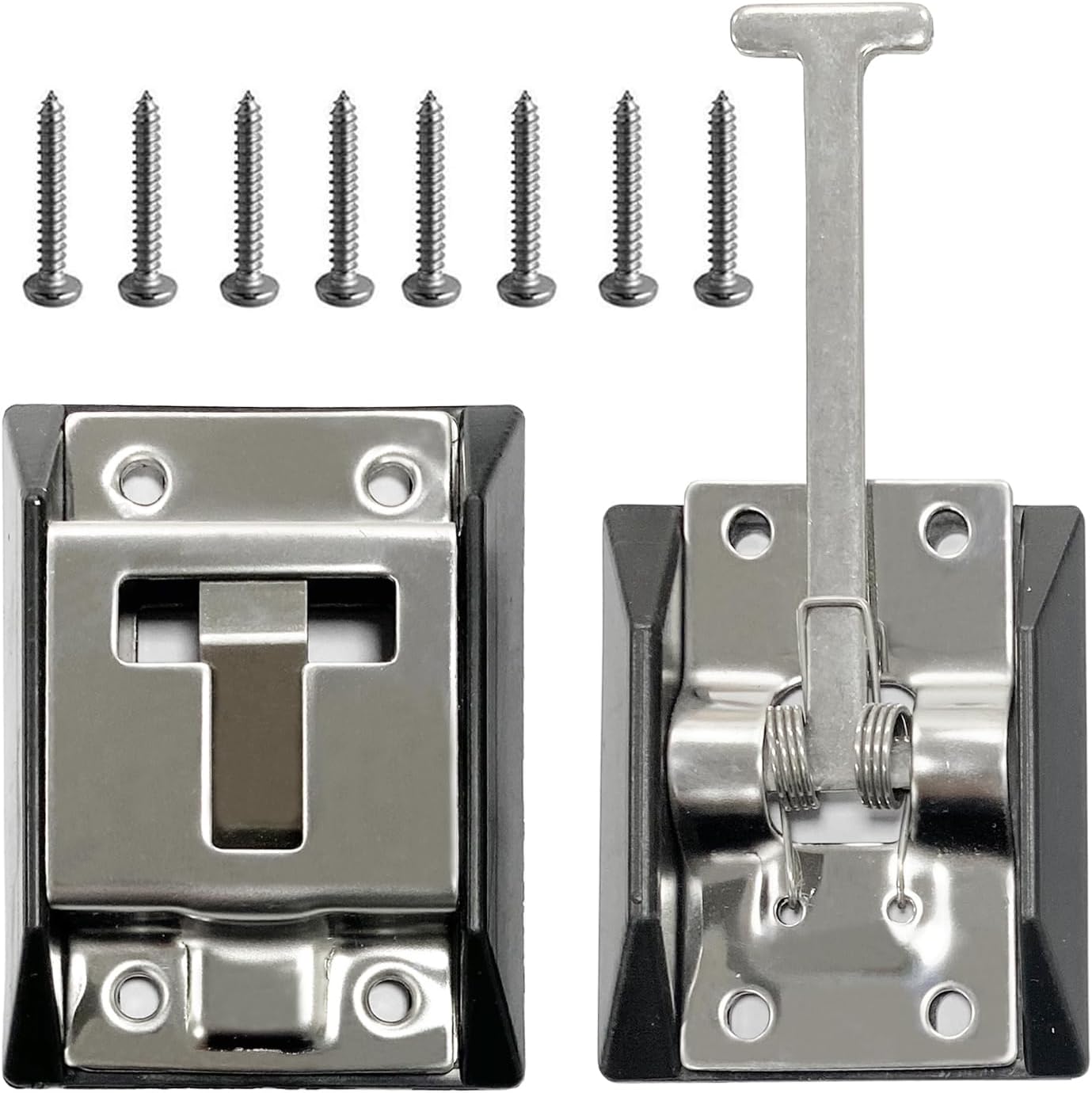 304 Stainless RV Door Latch & Holder, T-Style Catch