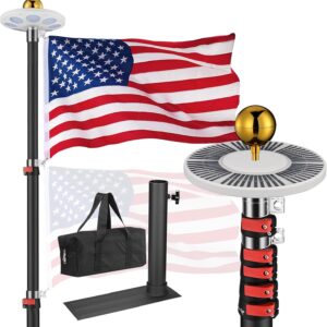 Yescom 30ft Telescopic Flag Pole Kit w/ LED Light & Mount