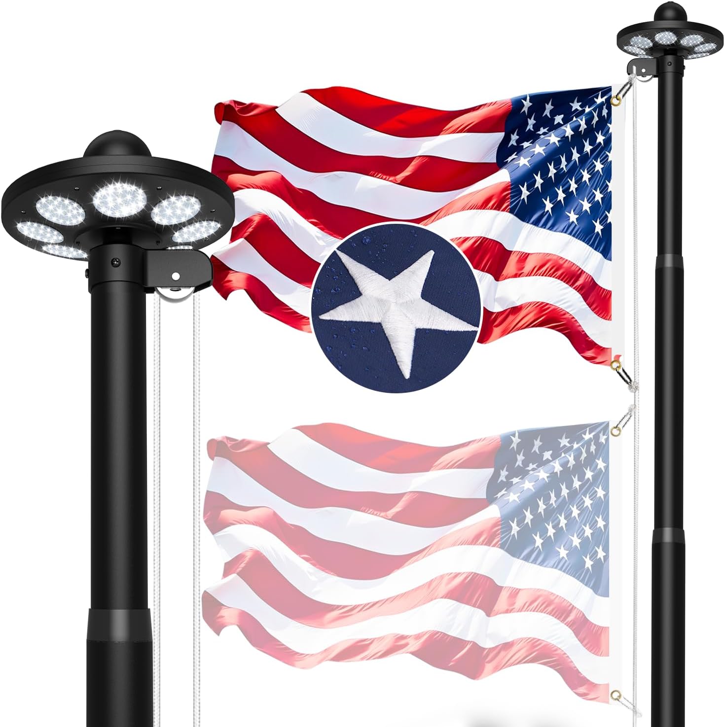 10-Gauge Heavy-Duty Solar Flagpole Kit - 25ft, 120mph Rated