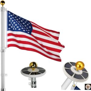 25Ft Telescopic Aluminum Flagpole w/ Solar Lights