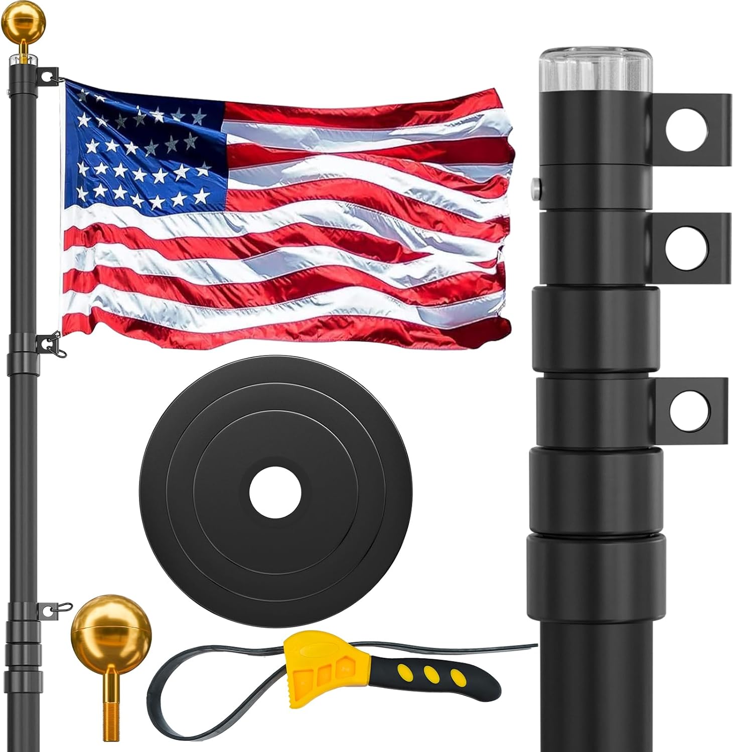 25FT Telescoping Flag Pole – Heavy-Duty USA Flagpole Kit