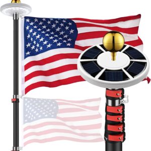 Yescom 20ft Telescopic Flagpole Kit w/ Solar Light & US Flag