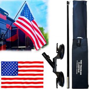 RV Suction Cup Flag Pole Kit - 5ft Pole & US Flag