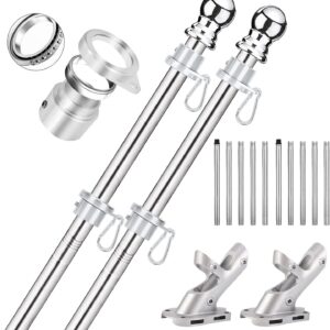 2-Pack 6ft Flag Pole Kit with Mounting Brackets & Clips