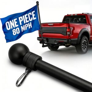 80 MPH Heavy Duty 5Ft Stainless Steel Flagpole - Black