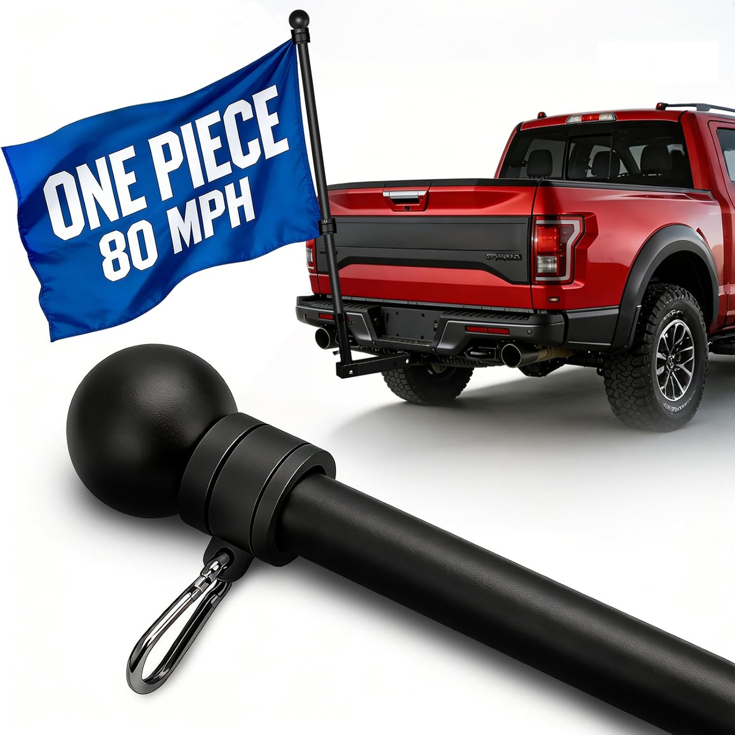 80 MPH Heavy Duty 5Ft Stainless Steel Flagpole - Black