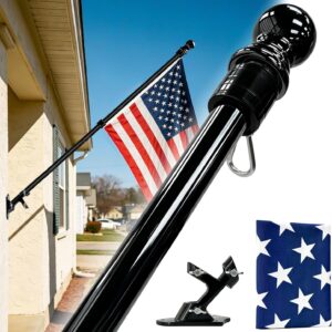 6ft Stainless Steel Flagpole Kit - Heavy Duty Outdoor Flag Set