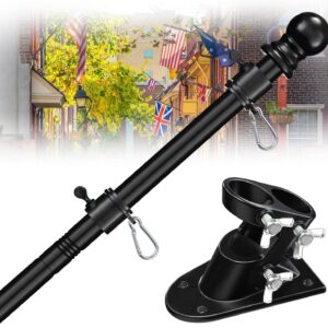 House Flag Pole Kit - 5ft Tangle-Free Pole - Black