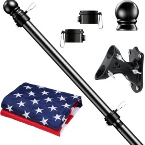 5FT Stainless Steel Flag Pole Kit – 3x5 ft US Flag Included