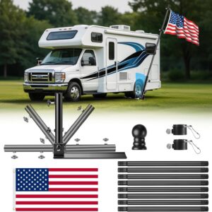 10FT Portable Tailgate Flag Pole Kit w/ American Flag
