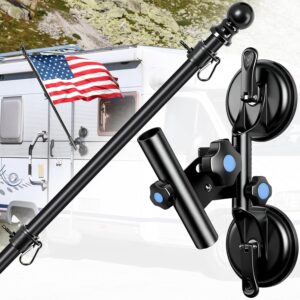 RV Flag Holder with Suction Cups, Adjustable Pole Kit