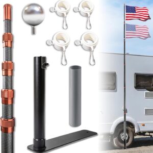 Zelvoro 20ft Carbon Fiber Tailgate Flag Pole Kit