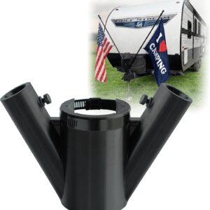 RV Flag Pole Mount for Camper, No-Drill Clamp-On