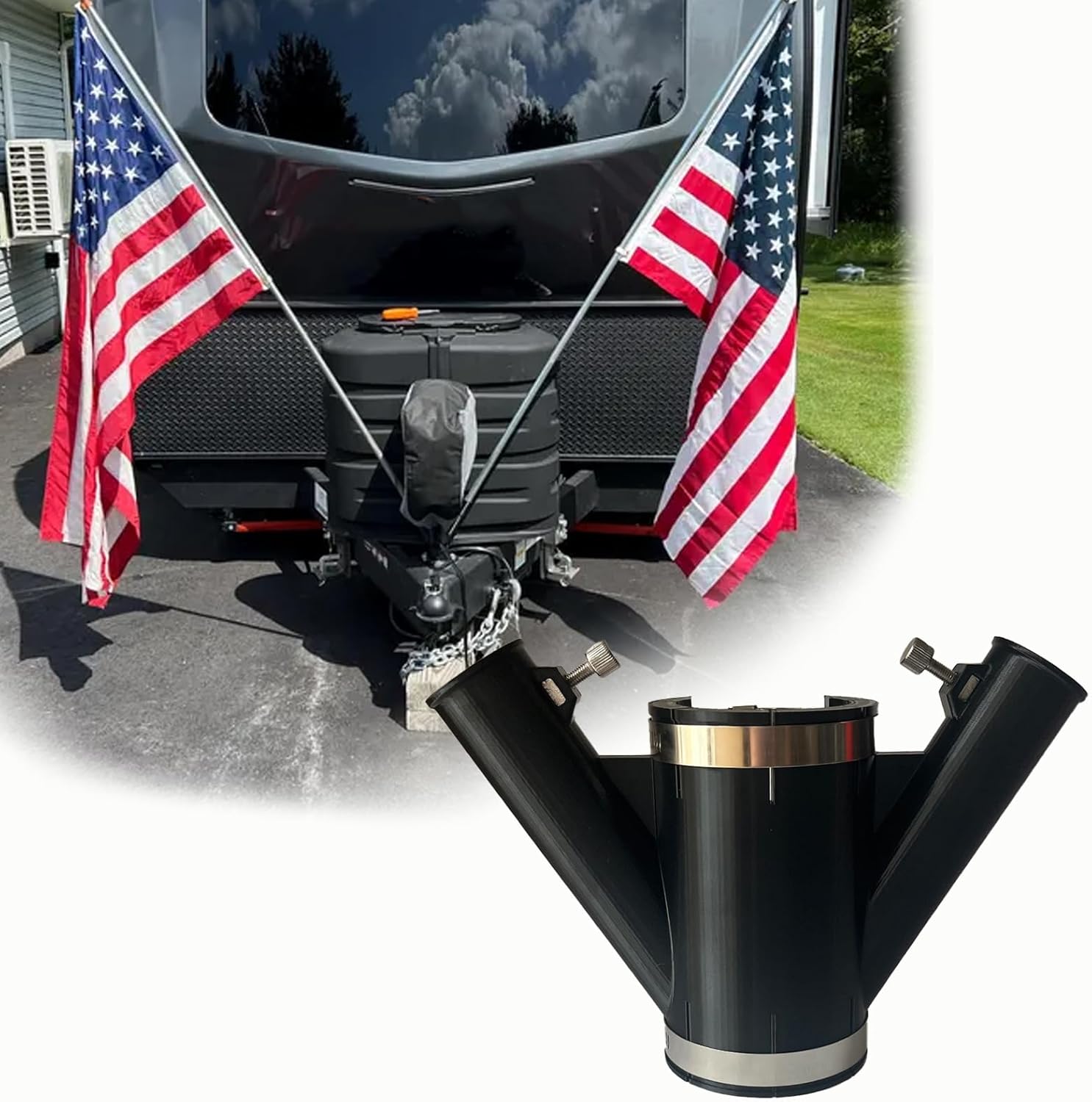 Heavy-Duty RV Flag Pole Mount for Tongue Jack