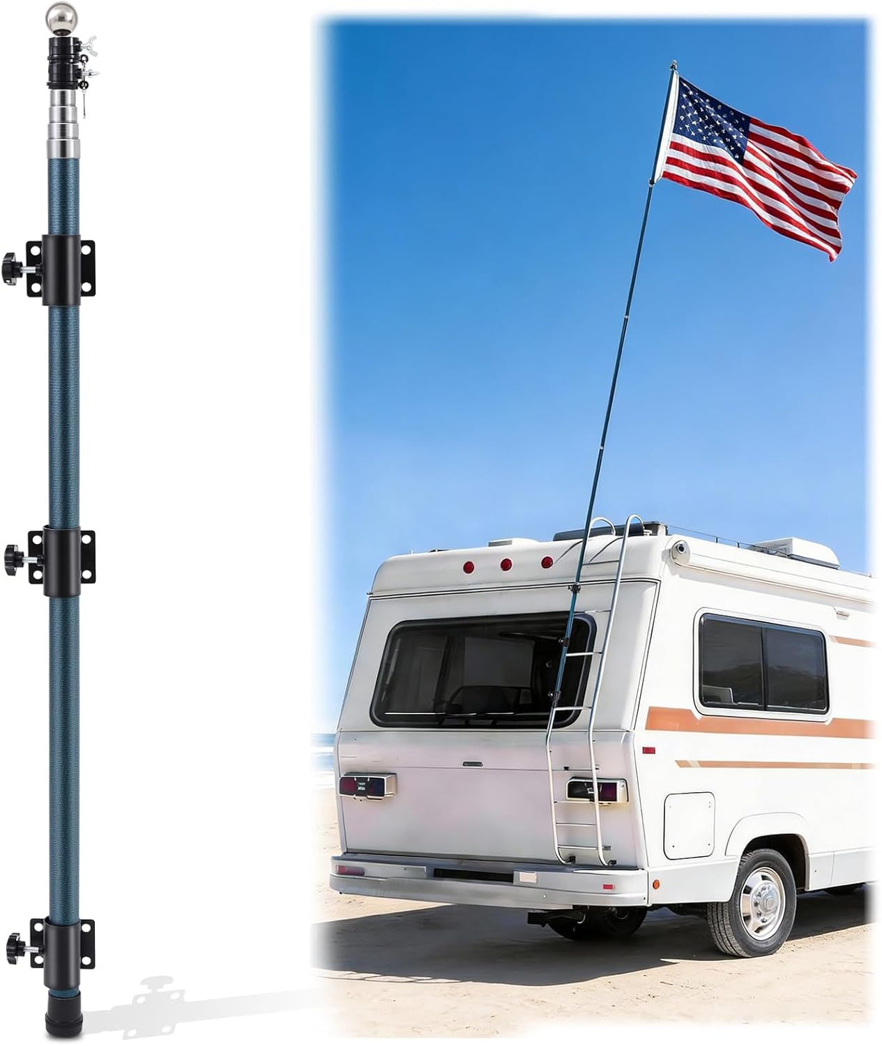 16 ft Adjustable Fiberglass RV Flagpole Kit