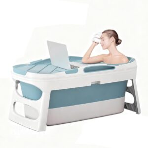 Foldable Portable Bathtub with Lid, 3 Sizes, Blue