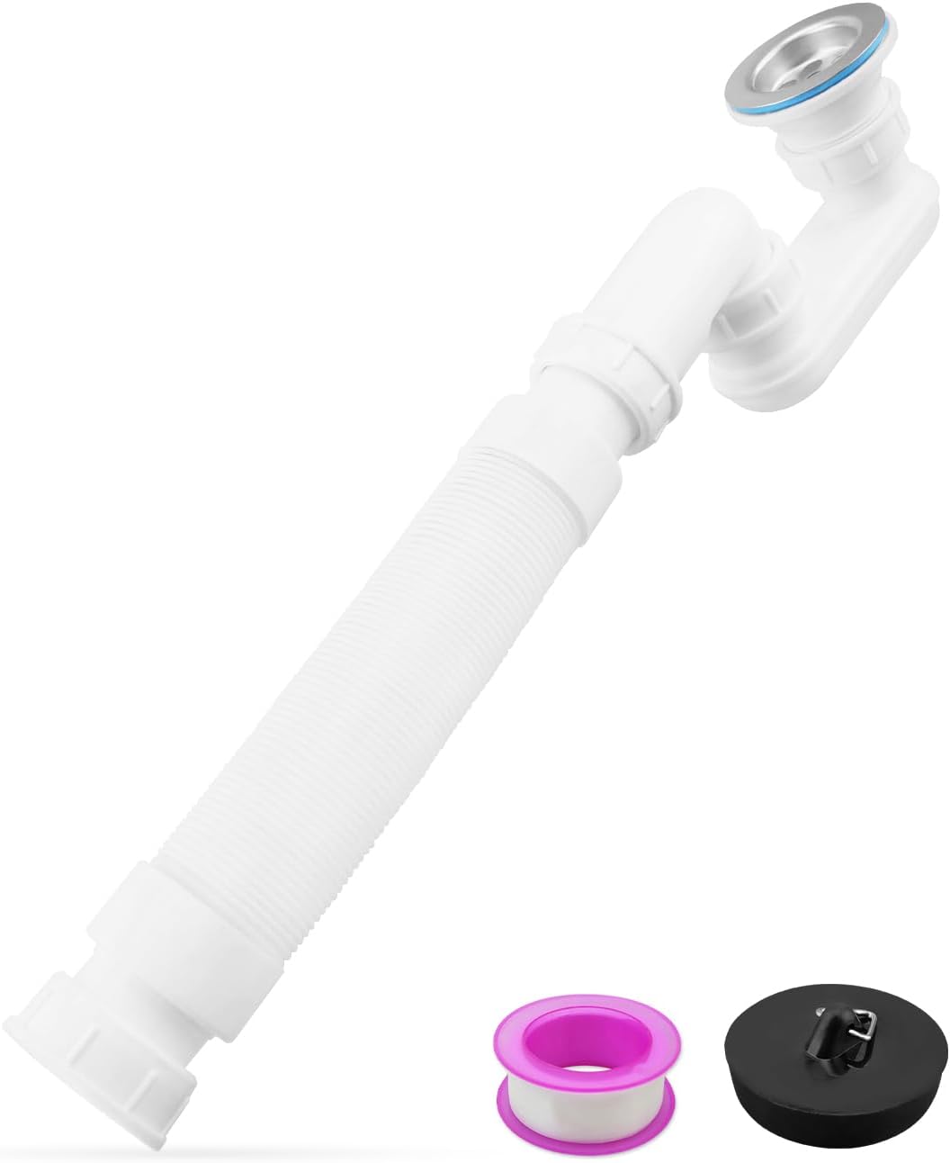Low-Profile Bathtub Shower Drain Pipe 1-1/2" P Trap
