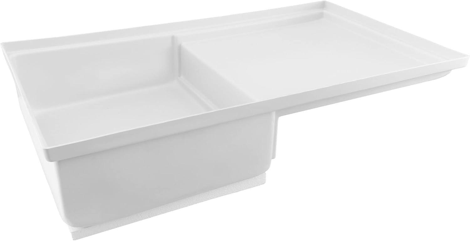 RecPro RV White Shower Pan 35x21" - Corner Drain