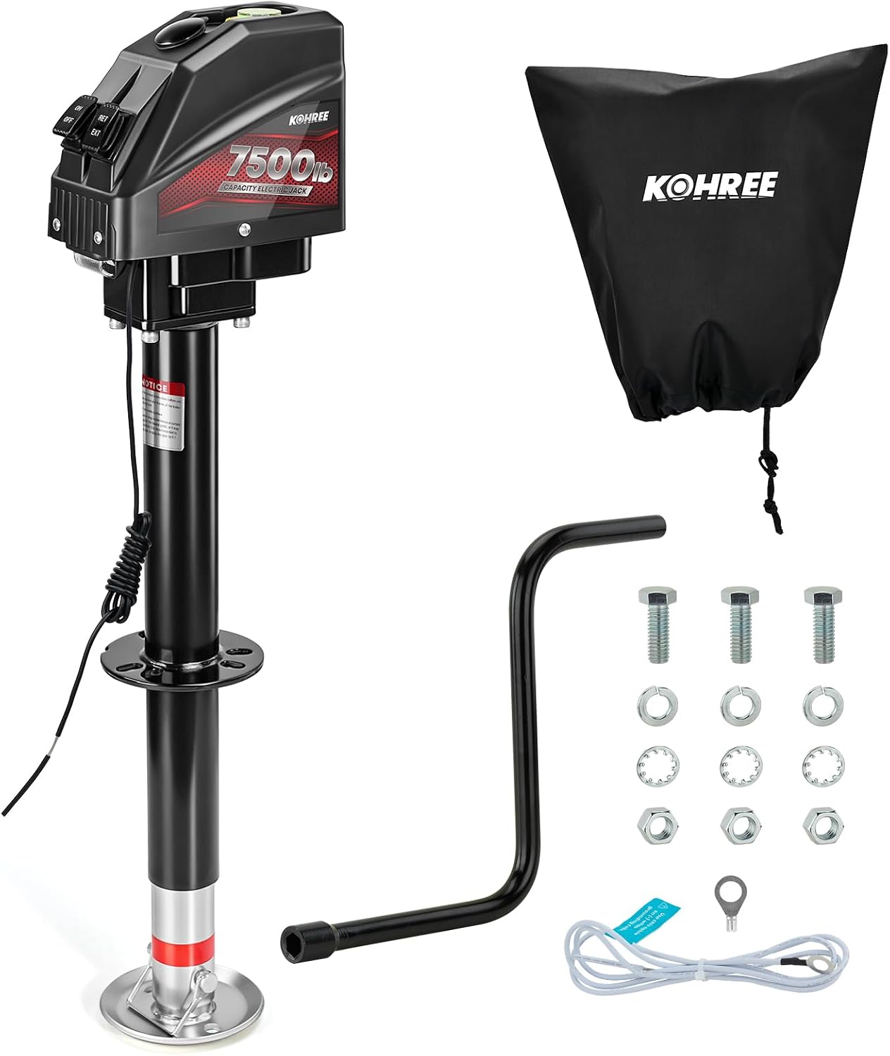 Kohree 7500 lb Electric Trailer Jack – 12V A-Frame Power Tongue Jack