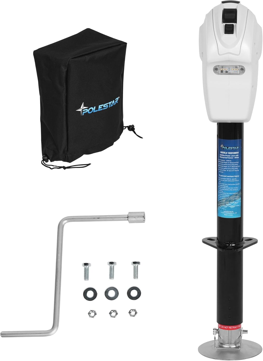 POLESTAR 3500 lbs Electric Trailer Jack, 27" Lift, LED Light