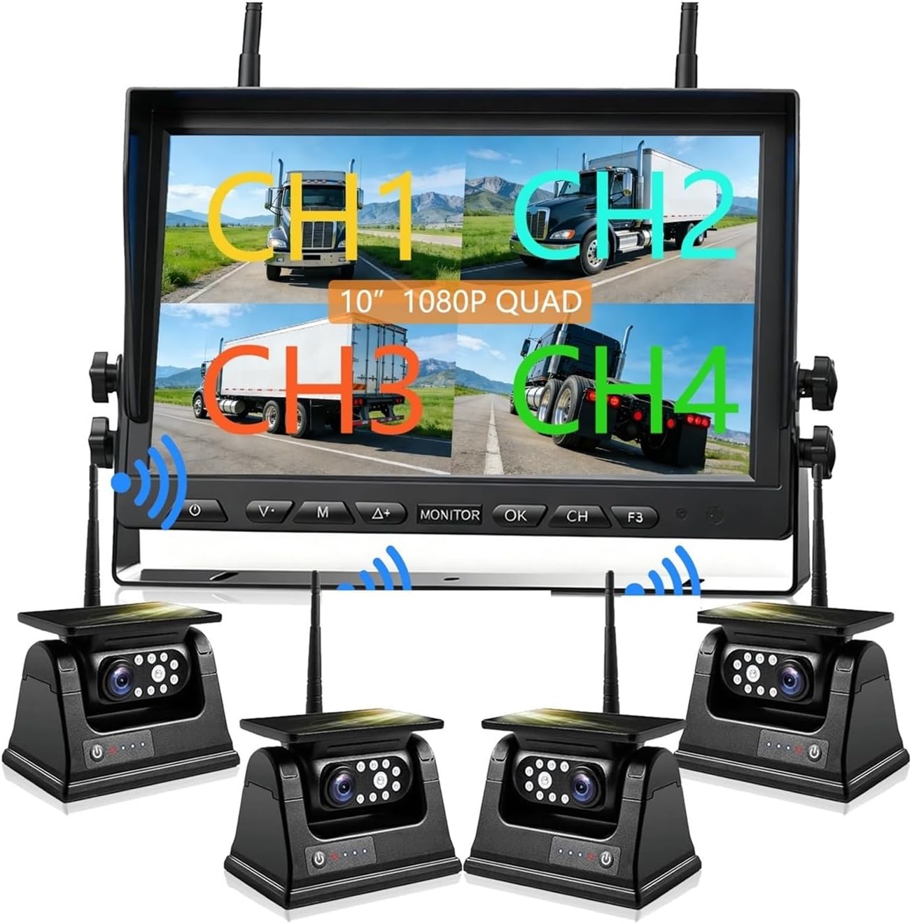 Wireless 4-Cam Backup System - 10.1" Monitor