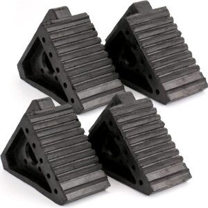 Fasmov 4-Pack Heavy-Duty Rubber Wheel Chocks w/ Handles