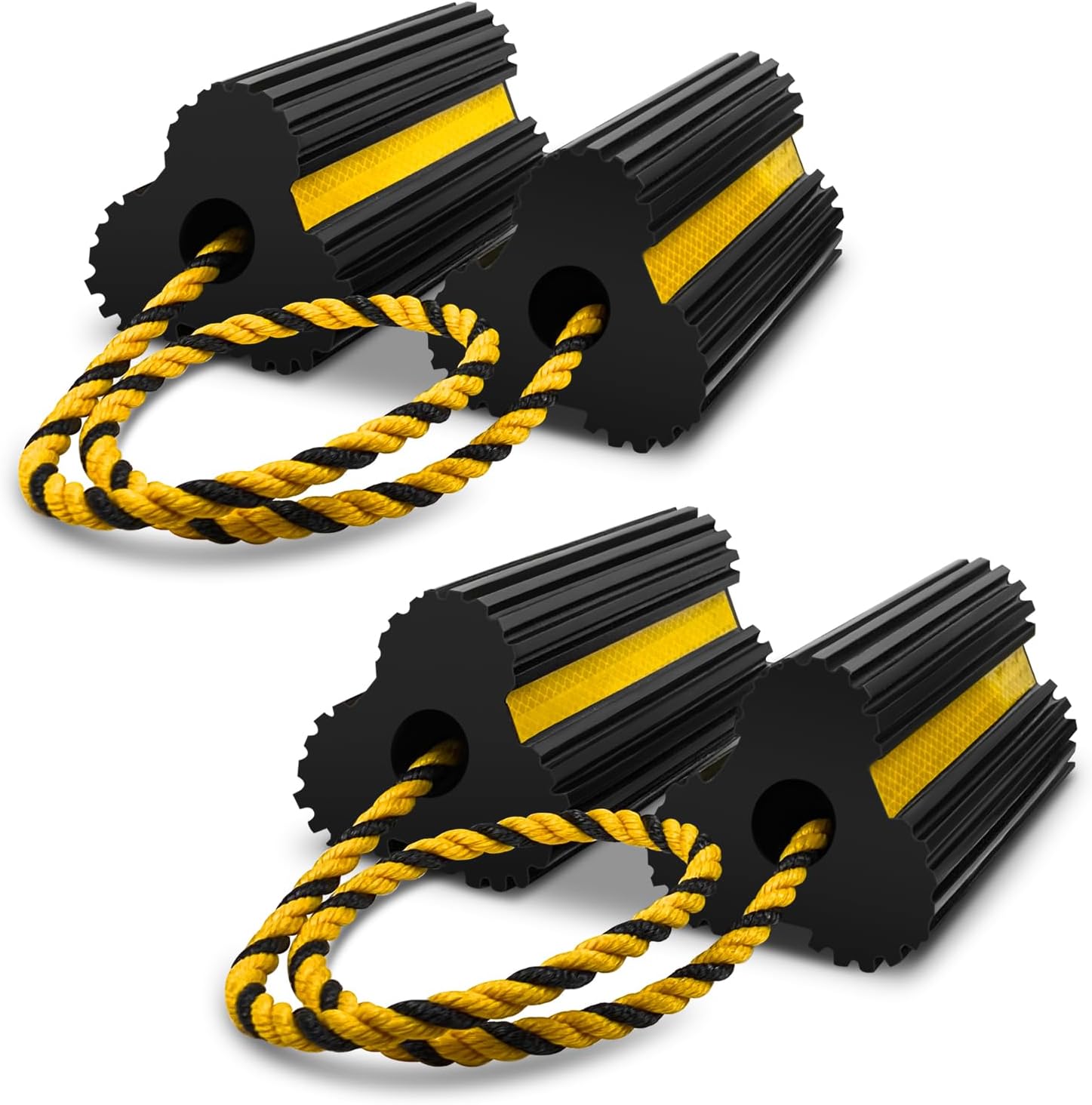 ROBLOCK Heavy-Duty Wheel Chocks, 4-Pack Yellow Reflector Tape