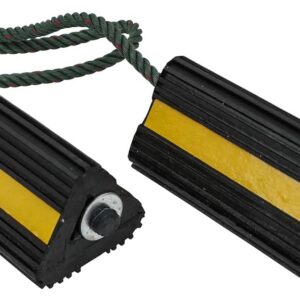 Heavy-Duty Rubber Wheel Chocks with Rope, 4x4x8in