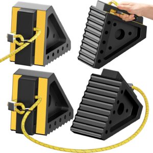 Profasion 4-Pack Heavy Duty Wheel Chocks w/Rope & Handles