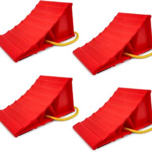 HOXWELL 2-Pack Heavy-Duty RV Wheel Chocks with Rope