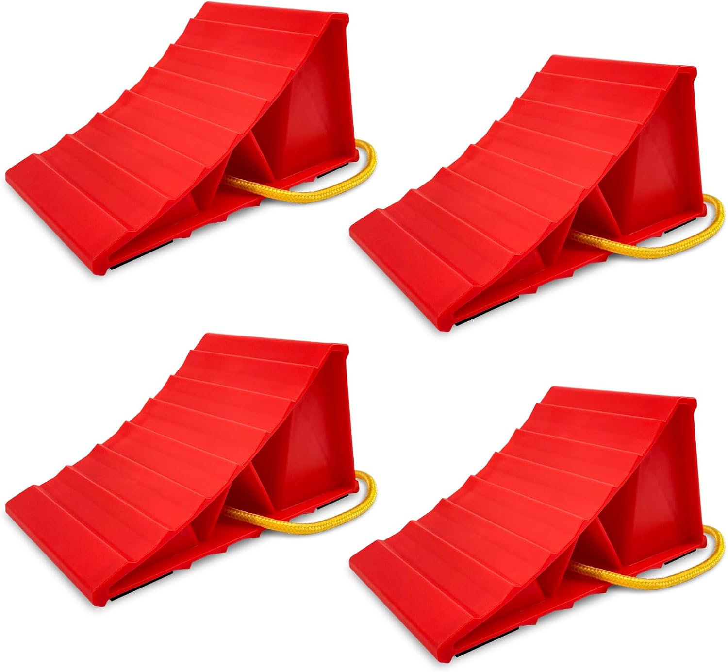 HOXWELL 2-Pack Heavy-Duty RV Wheel Chocks with Rope