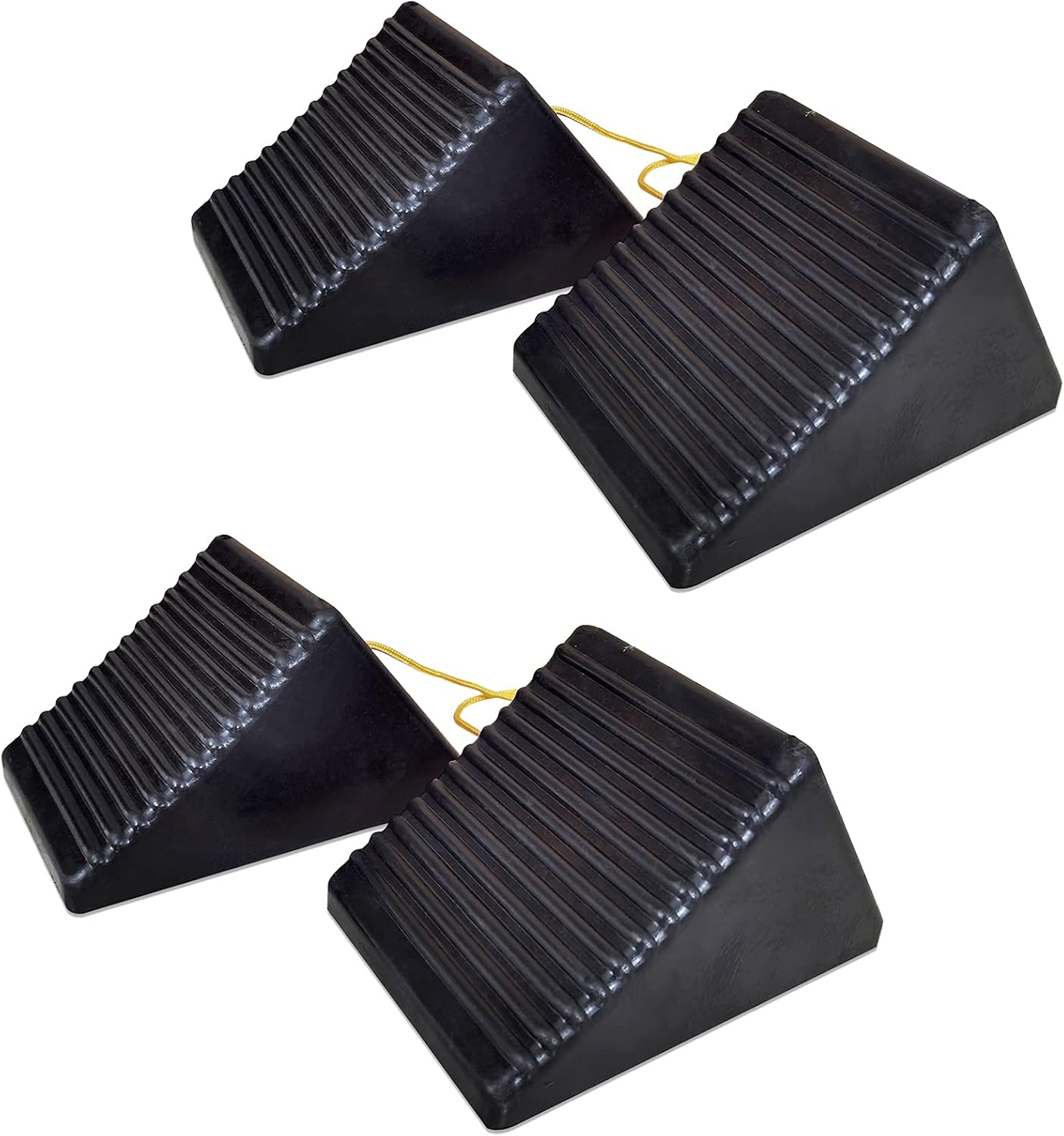HOXWELL Rubber Wheel Chocks (Set of 4) - Heavy Duty RV Tire Chocks