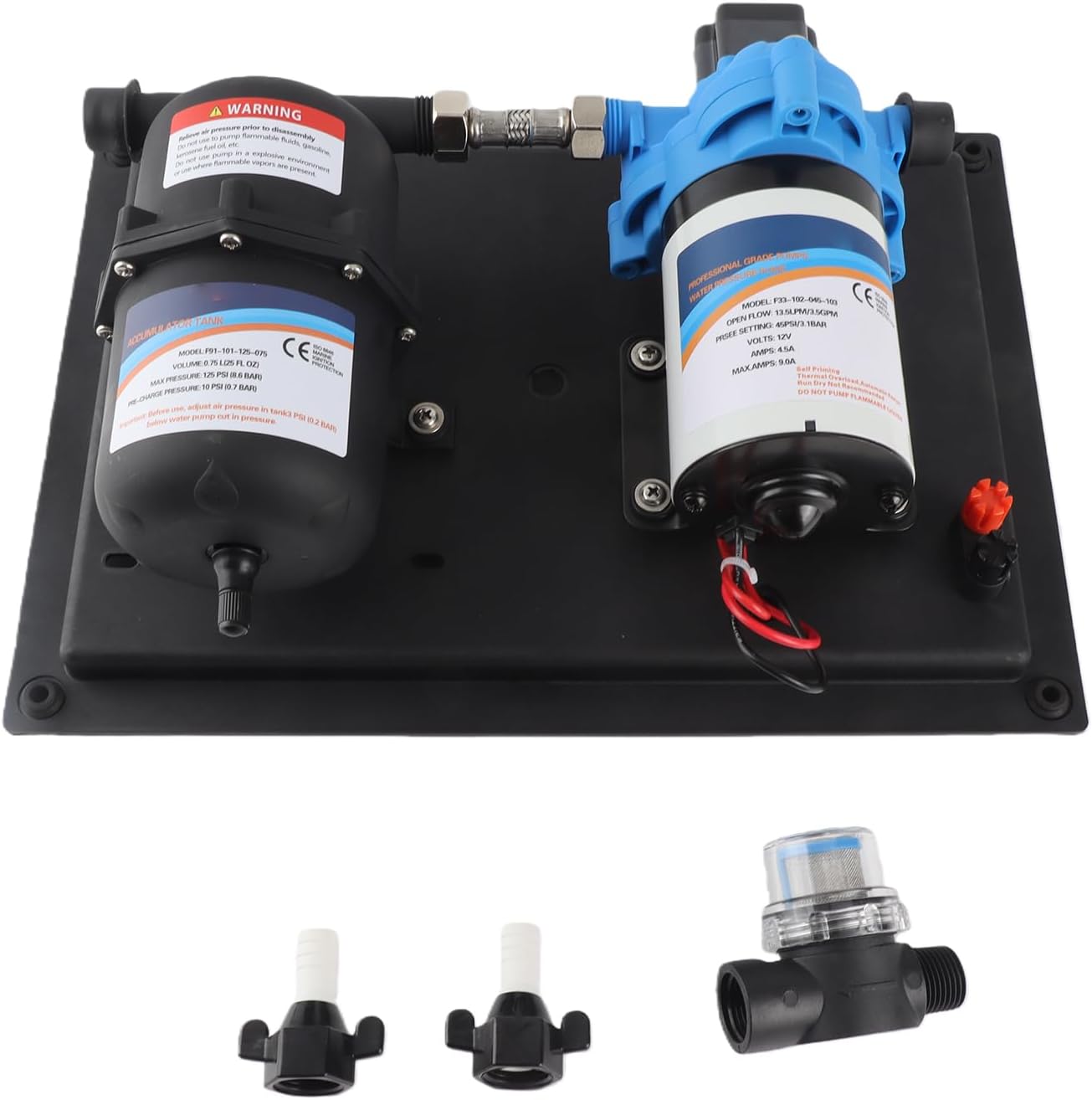 RV 12V Water Pump 3.5 GPM, Quiet Diaphragm Pump