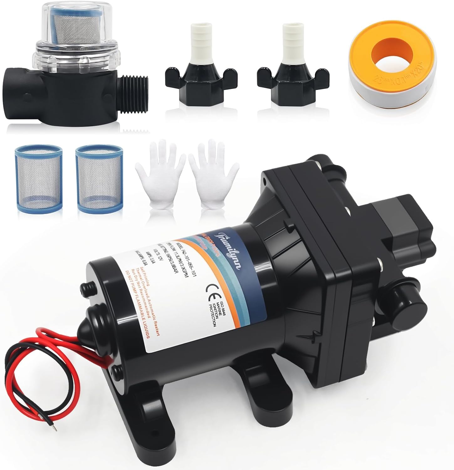 Triumilynn 12V RV Water Pump 3.0 GPM 55 PSI