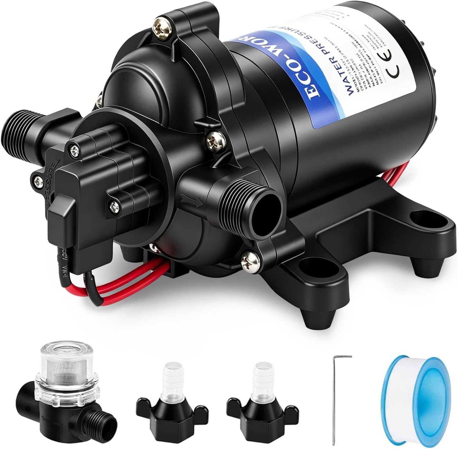 ECO-WORTHY 12V RV Water Pump 3.5GPM 50PSI Diaphragm Pump
