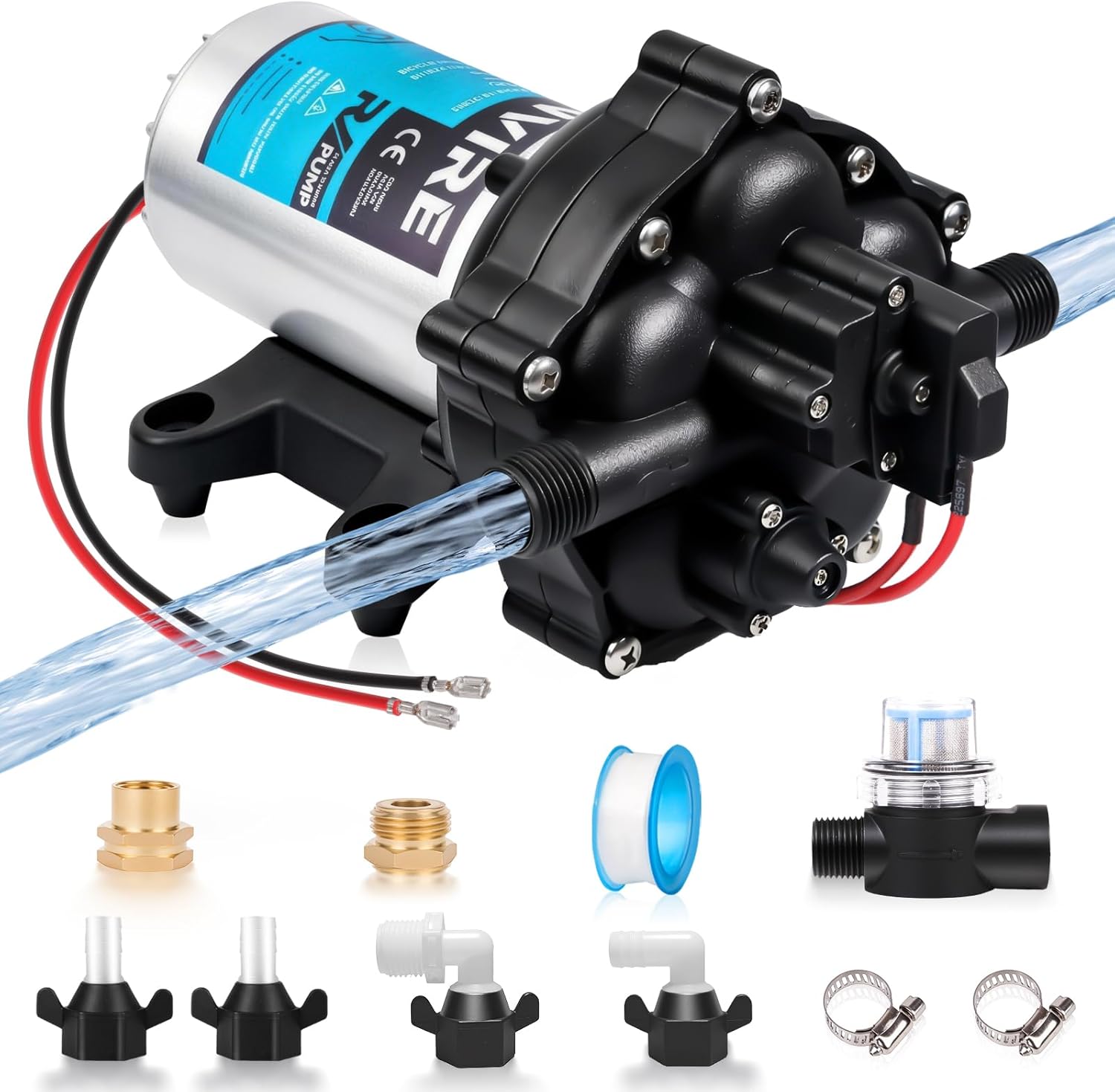 Lynvire 12V RV Water Pump 7 GPM Self-Priming 70PSI