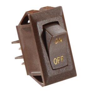 RV Designer 10A Rocker Switch, Brown/Gold, 0.55" x 1.12" Cutout