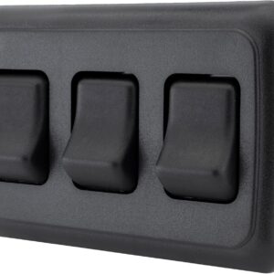 Black Triple SPST 12V Switch w/ Bezel for RV & Trailer