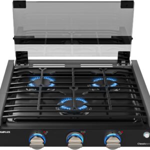 CAMPLUX 3-Burner RV Stove - 21,000 BTU Propane Cooktop