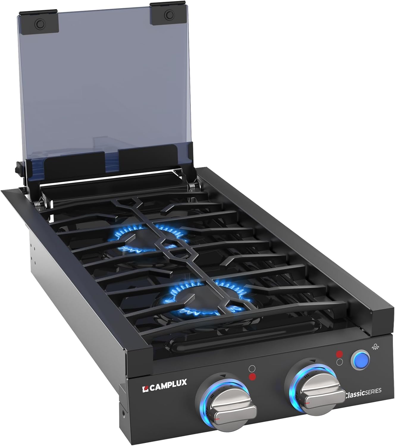 CAMPLUX RV Cooktop 2 Burner Propane Stove Black
