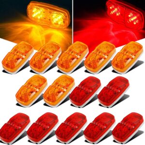 Partsam 14x LED Trailer Marker Lights, Red/Amber, DOT Approved
