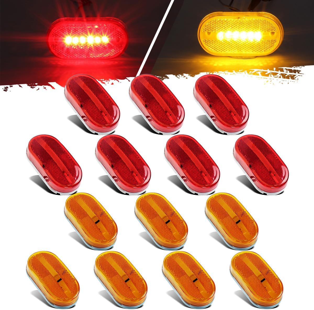 Partsam 14Pcs 4" Oval RV Trailer LED Marker Lights DOT Certified
