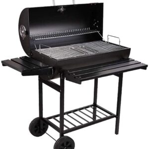 Premium Outdoor Charcoal BBQ Grill w/Lid & Side Table