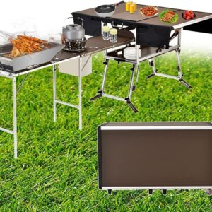 6-Pack Folding Camping Kitchen Table, Portable BBQ Setup